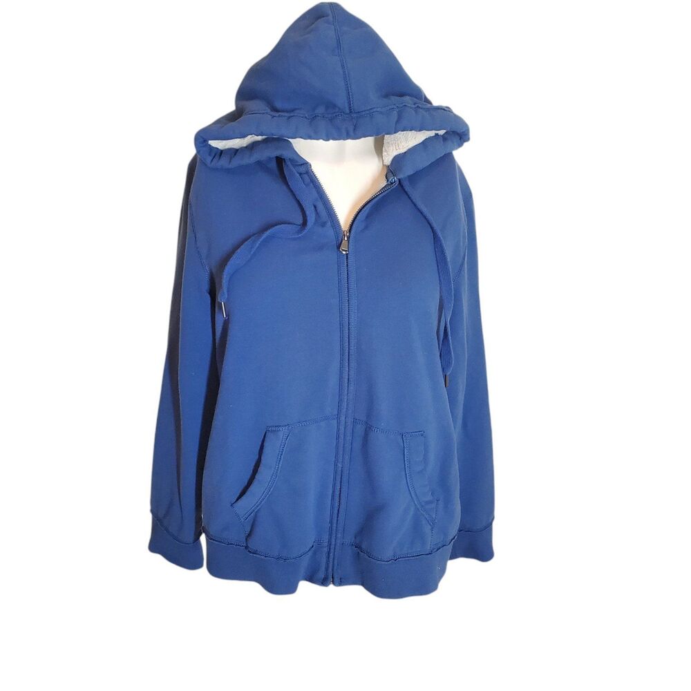 Green Tea Women's Waffle Lined Hoodie Jacket Heavy Weight Blue sz L/XL